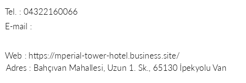mperial Tower Hotel telefon numaralar, faks, e-mail, posta adresi ve iletiim bilgileri